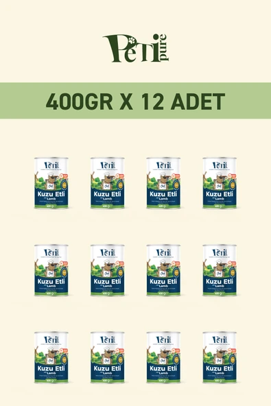 Petipure Kuzu Etli Yaş Konserve Yetişkin Köpek Maması, Jöle İçinde Parça Etli, 400 gr x 12 Adet - 2