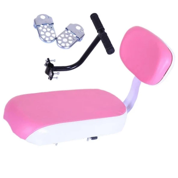 Bisiklet Arka Çocuk Koltuğu Sırt Dayamalı (Basamaklı - Gidonlu) Bagaj Koltuğu PEMBE ürün görseli