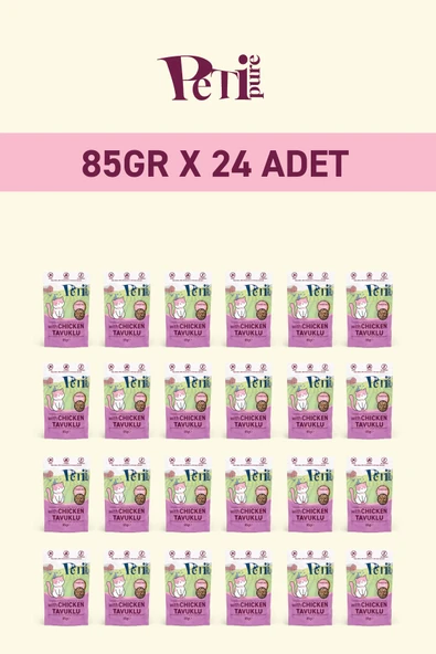 Petipure Tavuklu Yaş Kedi Maması 85 gr x 24 Adet – Jöle İçinde Parça Etli - Yavru Kedi - 2