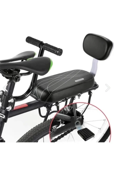 Bisiklet Arka Çocuk Koltuğu Sırt Dayamalı (Basamaklı - Gidonlu) Bagaj Koltuğu Kahverengi - Resim 5