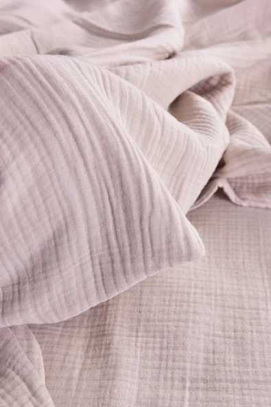 Müslin Çift Kişilik Nevresim Takımı Bej - Resim 5