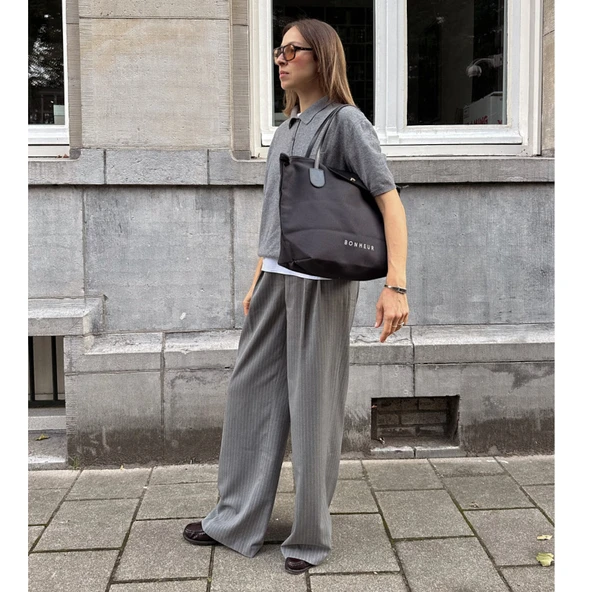 BONHEUR N 7 Kanvas Çanta- Denım Gray - Resim 5