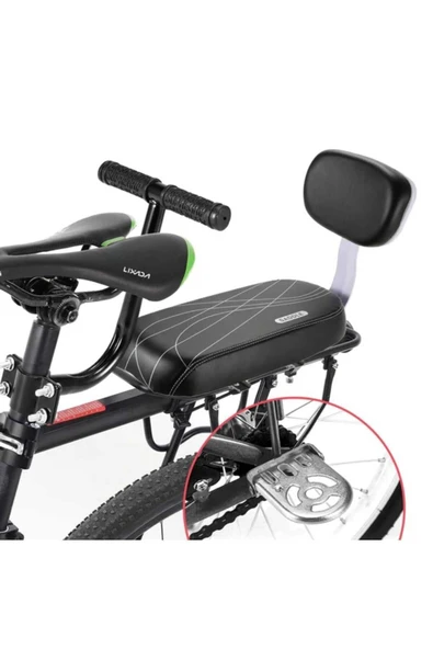 Bisiklet Arka Çocuk Koltuğu Sırt Dayamalı (Basamaklı - Gidonlu) Bagaj Koltuğu PEMBE - Resim 8