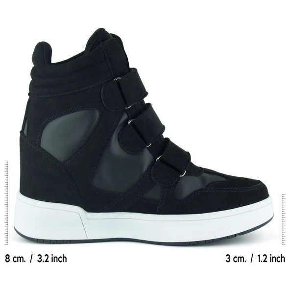 Erkan Saçmacı Talvi Siyah Beyaz Süet Yuvarlak Burun Cırt Cırtlı Gizli Dolgu Topuklu Günlük Bot - 2