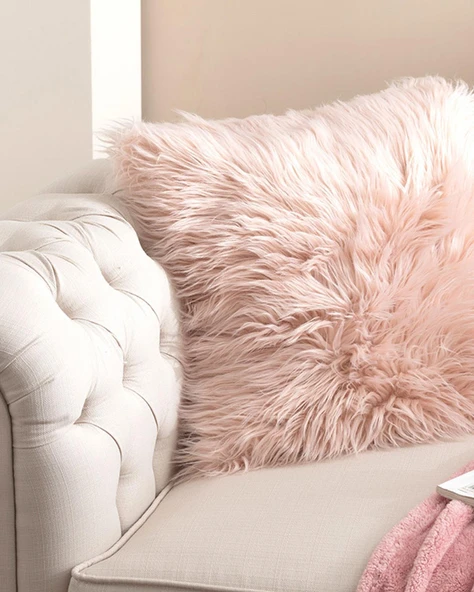 English Home Jade Pelüş Kırlent Kılıfı Pudra - Resim 2