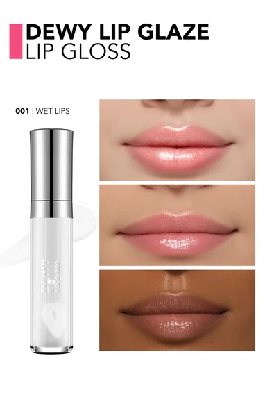 Flormar Dewy Lip Glaze Parlak & Dolgun Görünüm Veren Yapışmayan Dudak Parlatıcısı 001 WET LPS - Resim 4