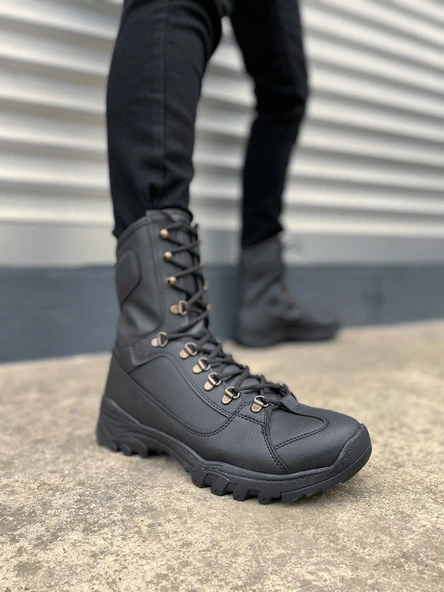 JET-999 Strike Bağcıklı Ortopedik Taban Günlük Cilt Erkek Askeri Postal Bot CST Siyah ürün görseli