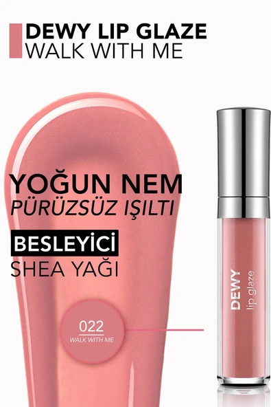 Flormar Dewy Lip Glaze Parlak & Dolgun Görünüm Veren Yapışmayan Dudak Parlatıcısı 022 WALK WITH ME - Resim 5