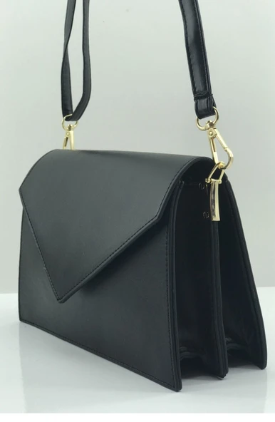 Zarf Kapak Model İki Bölme Çapraz Çanta Bs 000969 Sıyah - Resim 2