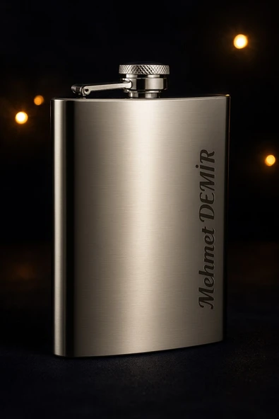 Unutulmaz Anlar İçin Anıları Taşıyın İsime Kişiye Özel Lazer İşlemeli Paslanmaz Çelik Cep Matarası ürün görseli 1