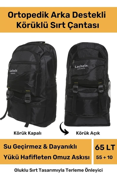 Lacheln Ortopedik Konfor Modeli Büyük Boy Çok Gözlü Seyahat Spor Dağcı Kamp Bölmeli Outdoor Sırt Çantası ürün görseli 1