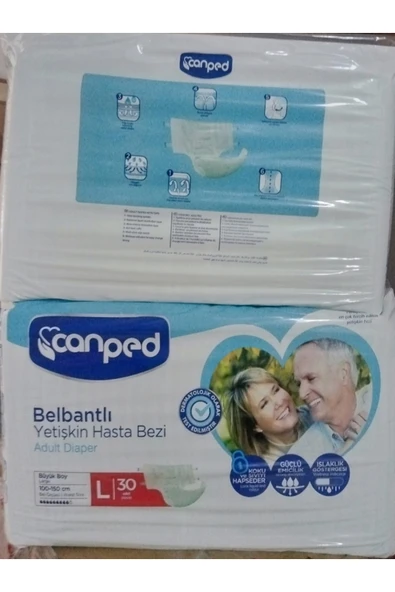 Polyethilen Belbantlı Canped Yetişkin Hasta Bezi Büyük Large 100-150 Cm 2 X 30 = 60 Adet ürün görseli