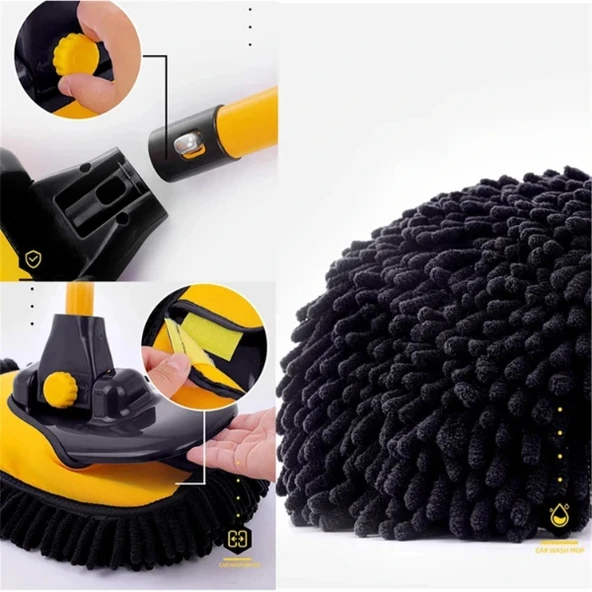 Teleskopik Saplı Kuru Islak Oto Yıkama Fırçası - 2