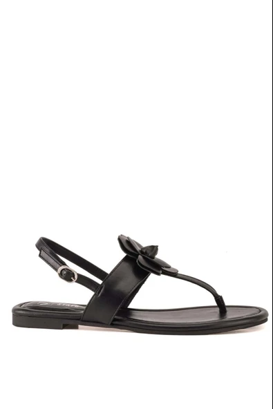 Stato Çiçek Detaylı Kadın Sandalet Siyah - Resim 2