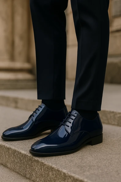 Alfa %100 Deri Damatlık Erkek Ayakkabı 7 Cm Gizli Topuklu Boy Uzatan - Mat/Rugan - Resim 5