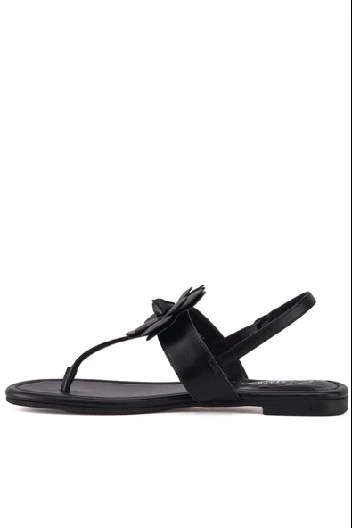 Stato Çiçek Detaylı Kadın Sandalet Siyah - Resim 3
