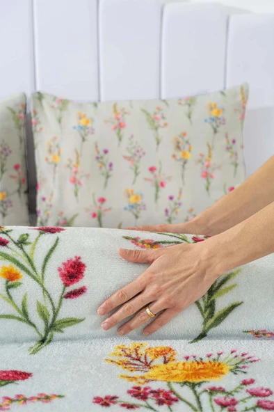 Rivaİstanbul Begonvil Çift Kişilik Peluş Battaniye - Resim 4