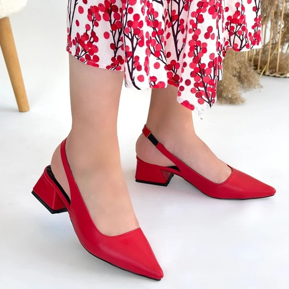 Morji Kırmızı Cilt Topuklu Ayakkabı - Resim 4