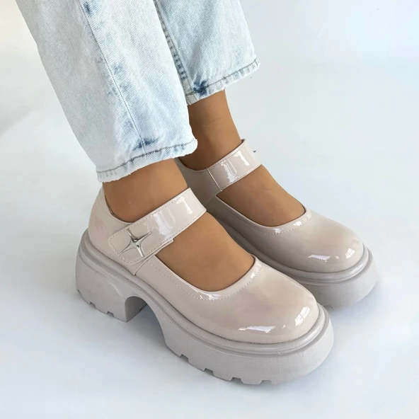 Siyat Bej Rugan Dolgu Topuk Oxford Ayakkabı - Resim 4