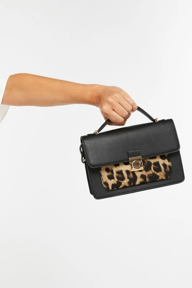Kadın Omuz Çantası Boxy Leopard Satchel ürün görseli 1