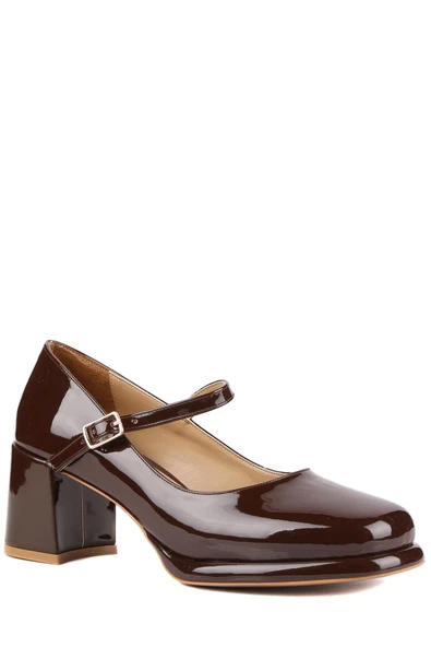 Stato - Kahve Rugan Kadın Topuklu Ayakkabı - Resim 3