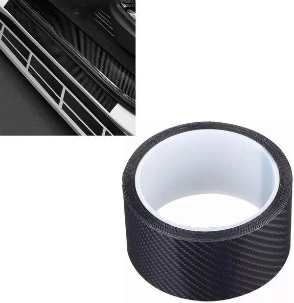 Kapı Eşiği Tampon Bagaj Koruma Folyosu Karbon Folyo 5cmx5m Siyah - 3