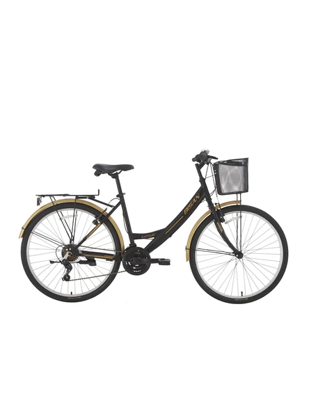 Bisan Lotus 24 V Fren 21 Vites 24 Jant Kadın Şehir Bisikleti Mat Siyah Gold 34 Kadro ürün görseli