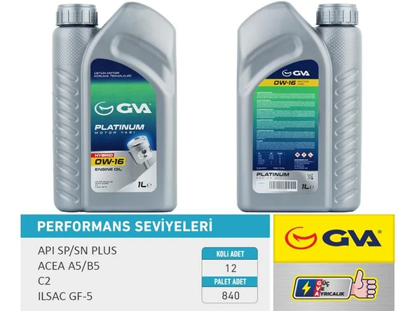 MOTOR YAĞI 1 LT 0W16 TAM SENTETİK API SP / SN-PLUS ILSAC GF-6B HIBRIT ARAÇLAR İÇİN (12 ADET) ürün görseli