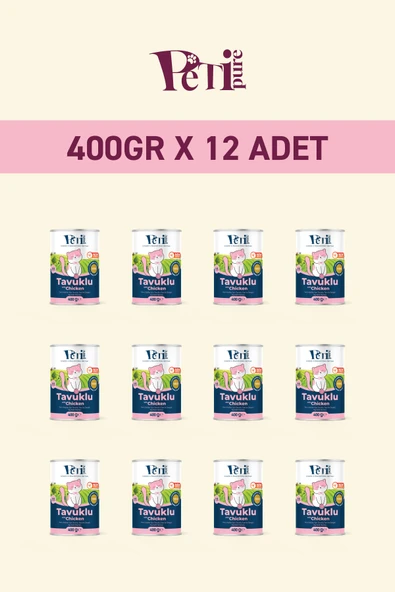 Petipure Tavuklu Yaş Konserve Yavru Kedi Maması, Jöle İçinde Parça Etli, 400 gr x 12 Adet - 2