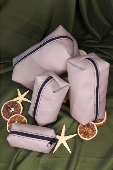 MUJGAN 4'lü Makyaj Çantası Bej ürün görseli 1