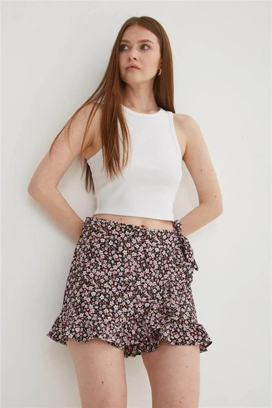FASHION FRIENDS KADIN DESENLİ ŞORT ETEK 25Y0183K1 - Resim 2