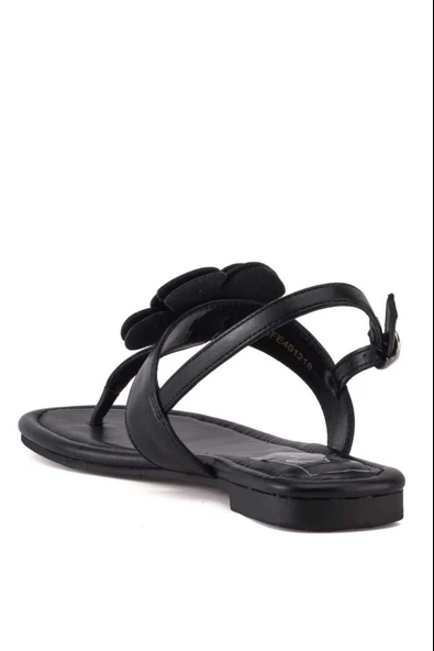 Stato Çiçek Detaylı Kadın Sandalet Siyah - Resim 4