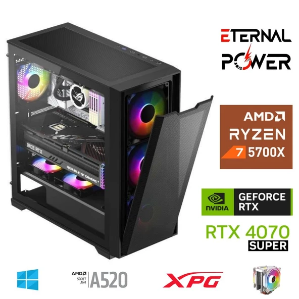 ETERNAL POWER RYZEN 7 5700X 32G DDR4 1TB M.2 RTX4070 Super A520 M750W ürün görseli 1