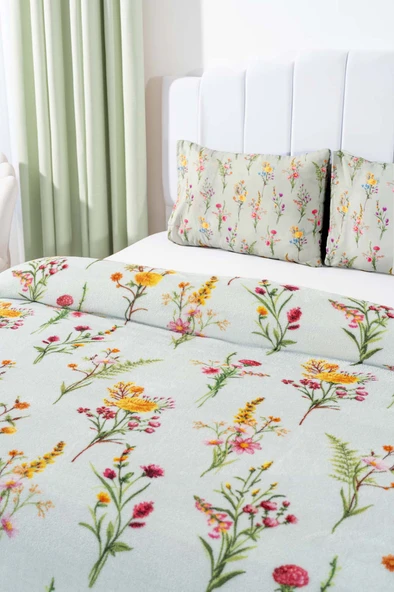 Rivaİstanbul Begonvil Çift Kişilik Peluş Battaniye - Resim 5