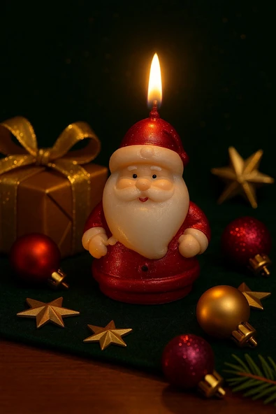 3’lü Yılbaşı Temalı Masa ve Ev Dekoru Noel Baba Kozalak ve Çam Ağacı Temalı Mum Yılbaşı Hediye Seti - Resim 5