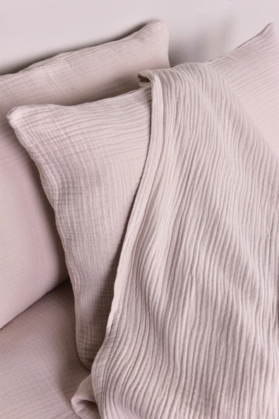 Müslin Çift Kişilik Nevresim Takımı Bej ürün görseli