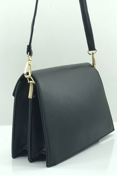 Zarf Kapak Model İki Bölme Çapraz Çanta Bs 000969 Sıyah - Resim 3