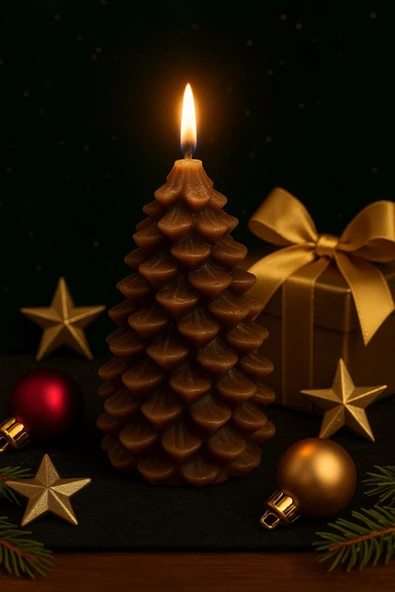 2’li Yılbaşı Temalı Masa ve Ev Dekoru Kozalak ve Çam Ağacı Temalı Doğal Mum Yılbaşı Hediye Seti - Resim 5