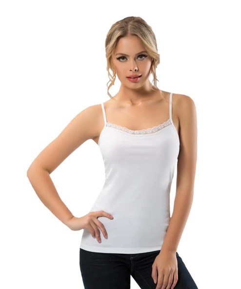 6 Adet Anıt Bayan Dantelli Biyeli İp Askılı Atlet 2810 ürün görseli