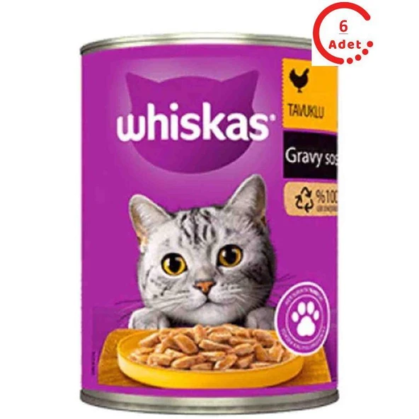 Whiskas Sos İçinde Tavuklu Yetişkin Kedi Konservesi 400 Gr x 6 Adet ürün görseli 1