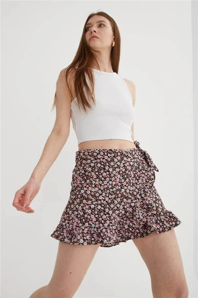 FASHION FRIENDS KADIN DESENLİ ŞORT ETEK 25Y0183K1 - Resim 3