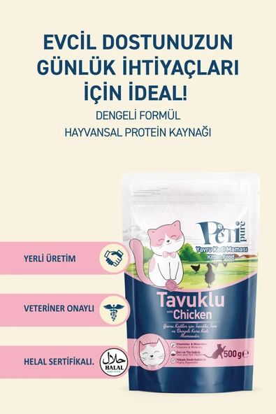 Petipure Tavuklu Kuru Yavru Kedi Maması 3 Kg - 5