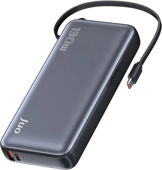 Juo 20000 mAh 130W LED Ekranlı Usb-A + Type-C Kablolu Powerbank Taşınabilir Hızlı Şarj Cihazı - Siyah Teşhir - 7
