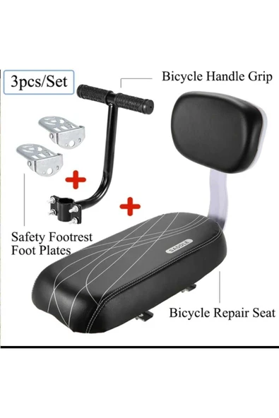 Bisiklet Arka Çocuk Koltuğu Sırt Dayamalı (Basamaklı - Gidonlu) Bagaj Koltuğu PEMBE - Resim 9