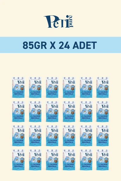 Petipure Somonlu Yaş Kedi Maması 85 gr x 24 Adet – Jöle İçinde Parça Etli - Yetişkin Kedi - 2