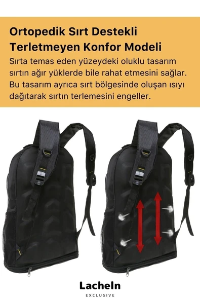 Lacheln Ortopedik Konfor Modeli Büyük Boy Çok Gözlü Seyahat Spor Dağcı Kamp Bölmeli Outdoor Sırt Çantası - Resim 3