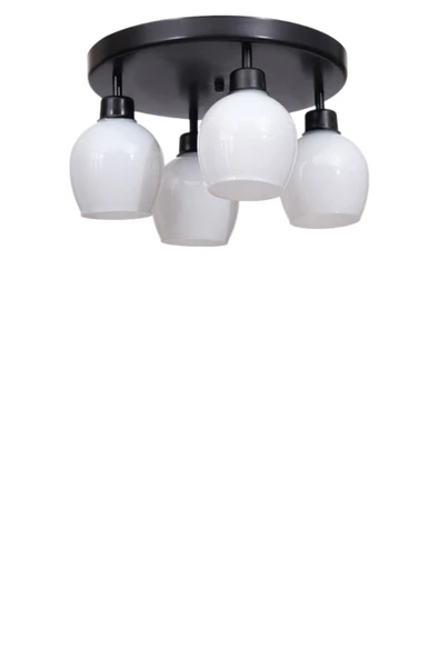 Lumexx ENZO 4 LÜ TEPSİLİ SİYAH BAL CAMLI PLAFONYER AVİZE - Resim 2