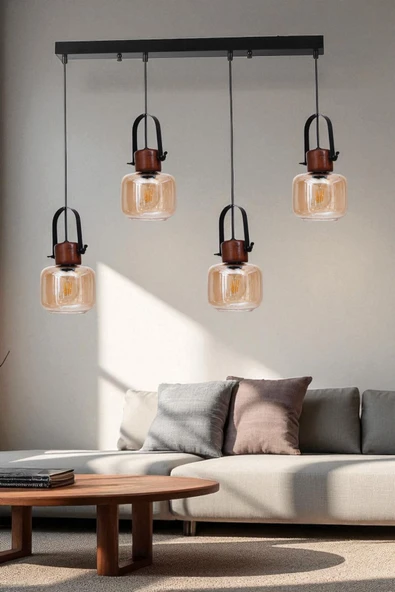 Lumexx MASAL 4 LÜ SIRALI SİYAH BAL CAMLI SARKIT ürün görseli