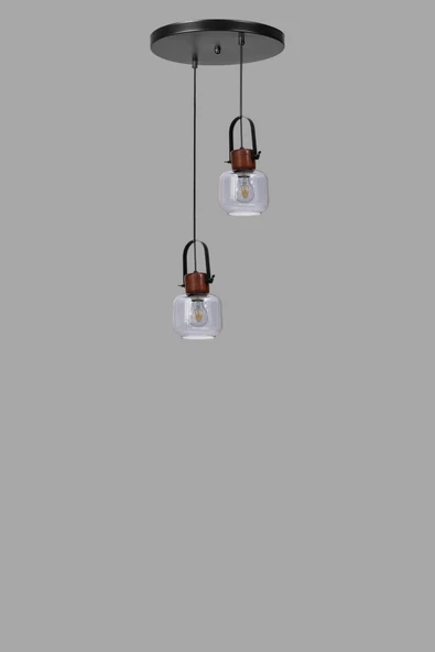 Lumexx MASAL 2 Lİ TEPSİLİ SİYAH FÜME CAMLI SARKIT - Resim 3