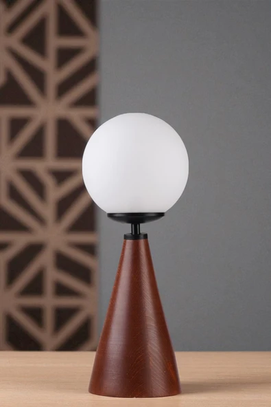 Lumexx JUNO CEVİZ BEYAZ CAMLI MASA LAMBASI - Resim 2